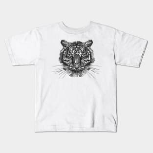 Black and White Tiger Kids T-Shirt